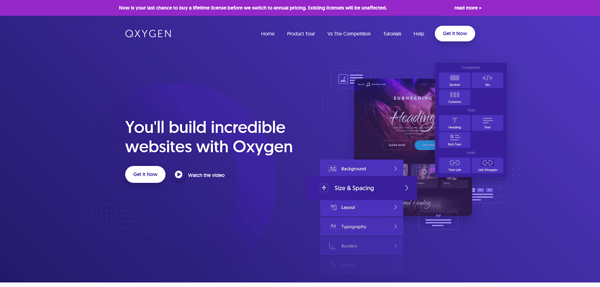 Oxygen Builder used for WooCommerce website